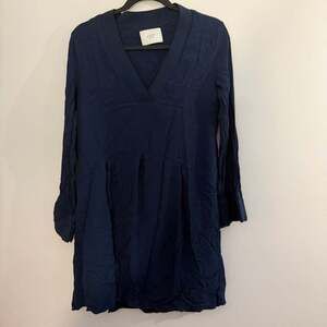 just female lola navy blue v-neck long sleeve mini dress size small